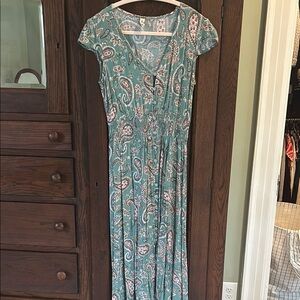 BeBop Green Asymmetrical Sundress with V-Neck